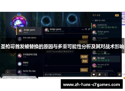 圣枪哥首发被替换的原因与多重可能性分析及其对战术影响