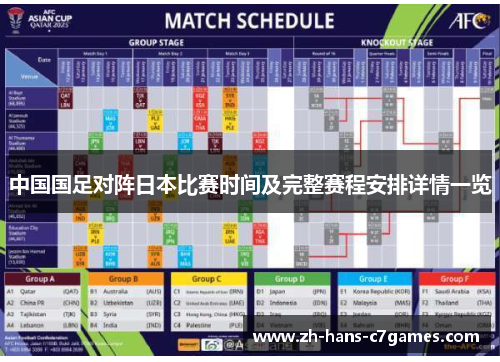 中国国足对阵日本比赛时间及完整赛程安排详情一览